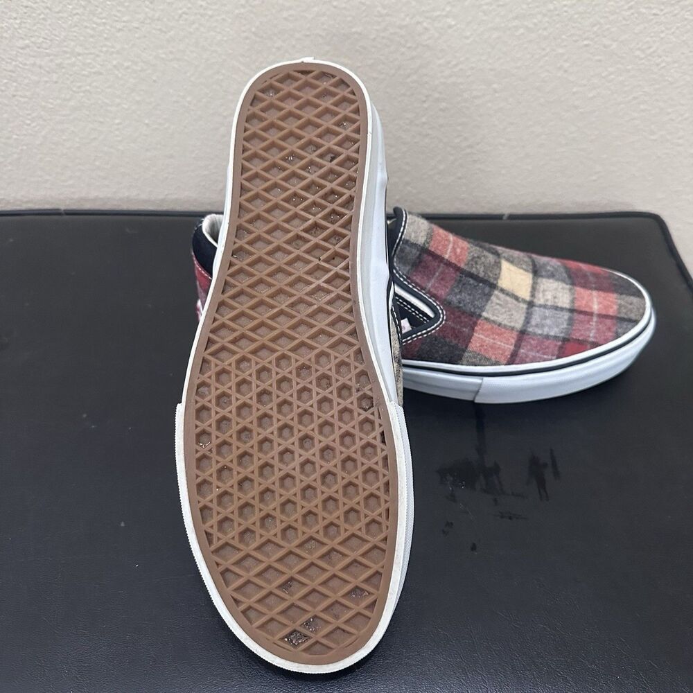 Vintage Pendleton Vans Wool Slip on Shoes Men’s 9.5 Baked Apple Navy Sneakers - Picture 12 of 16